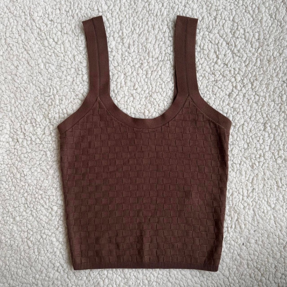 Abercrombie Brown Waffle Knit Scoop Tank Top XS